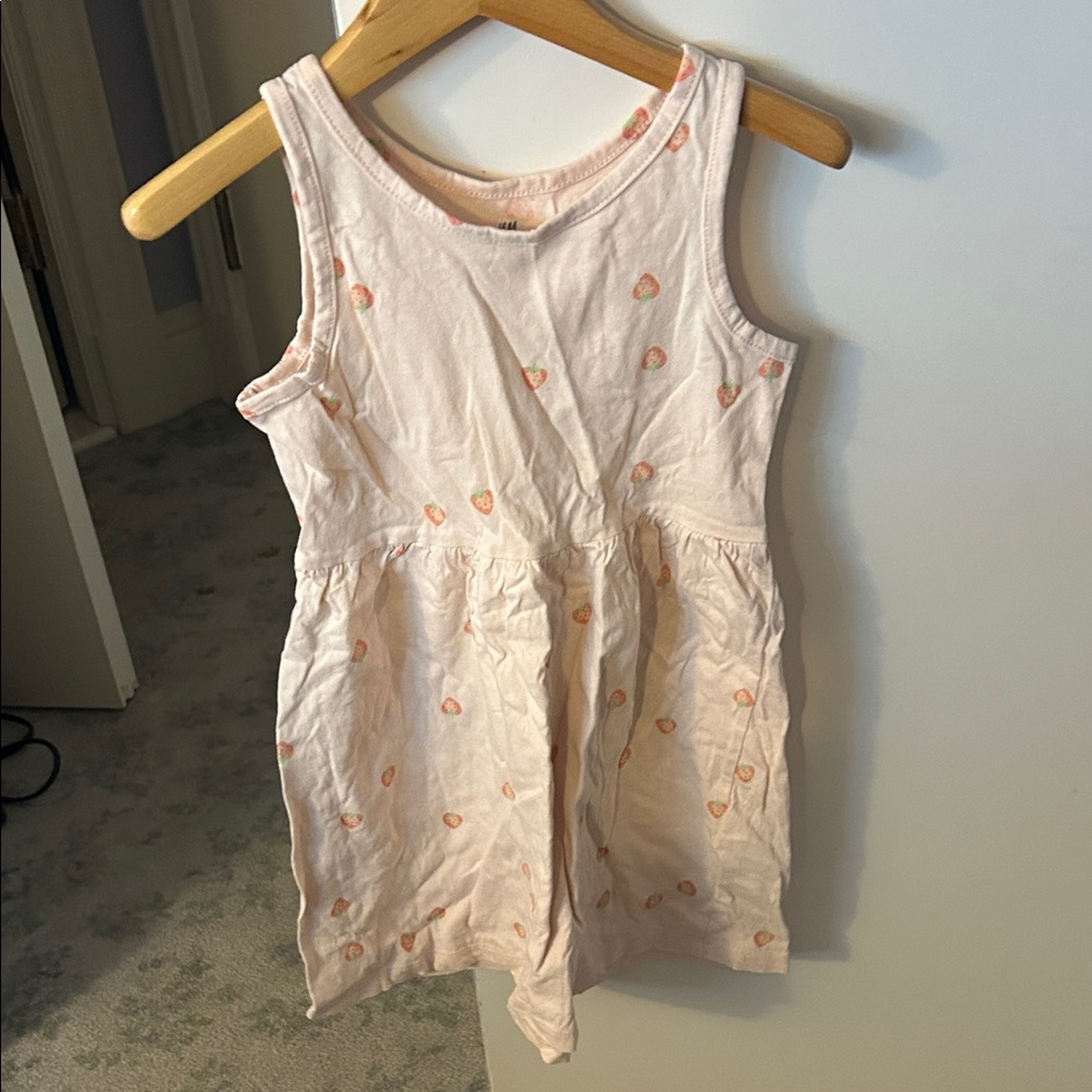 H&M Light Pink Dress with Strawberry Pattern size 5